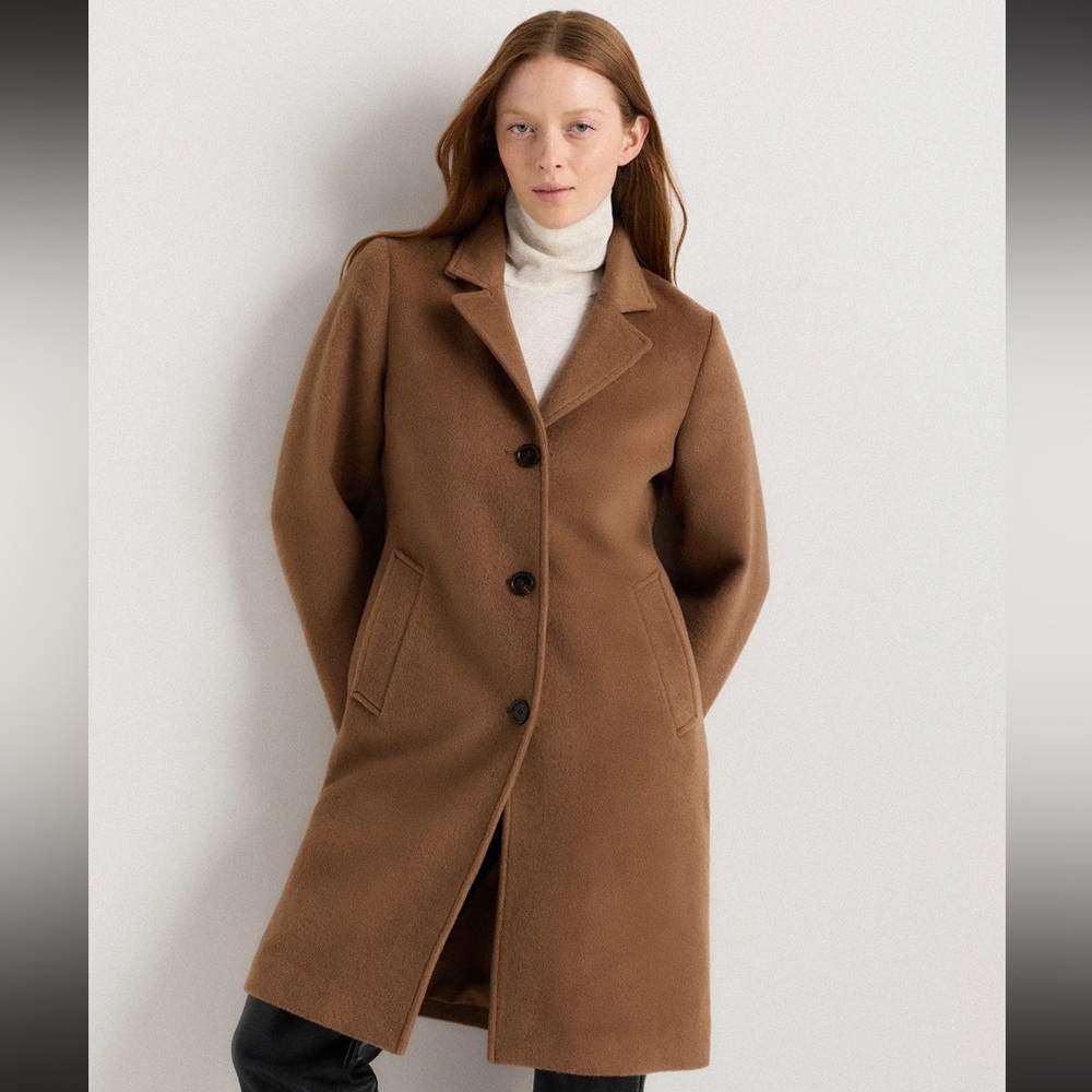 NWT Quince Camel Hair single-breasted Midi Coat